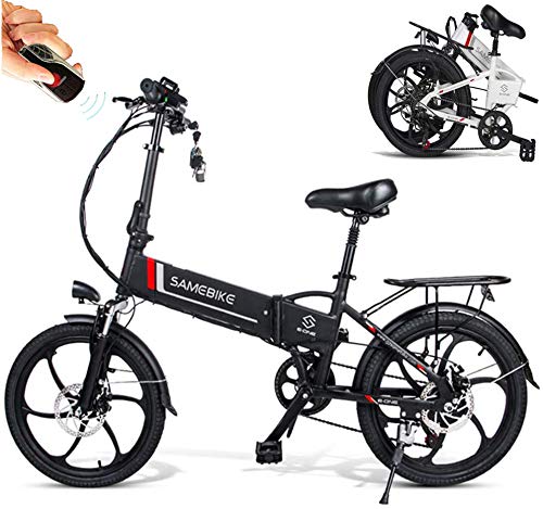 Carsparadisezone Bicicletta Elettrica Pieghevole da 20 Pollici 350W Uomini Donne Mountain Bike Batteria al Litio 48V 10,4AH + Telecomando Porta Telefono Ricarica USB per Telefoni Cellulari [EU Stock]