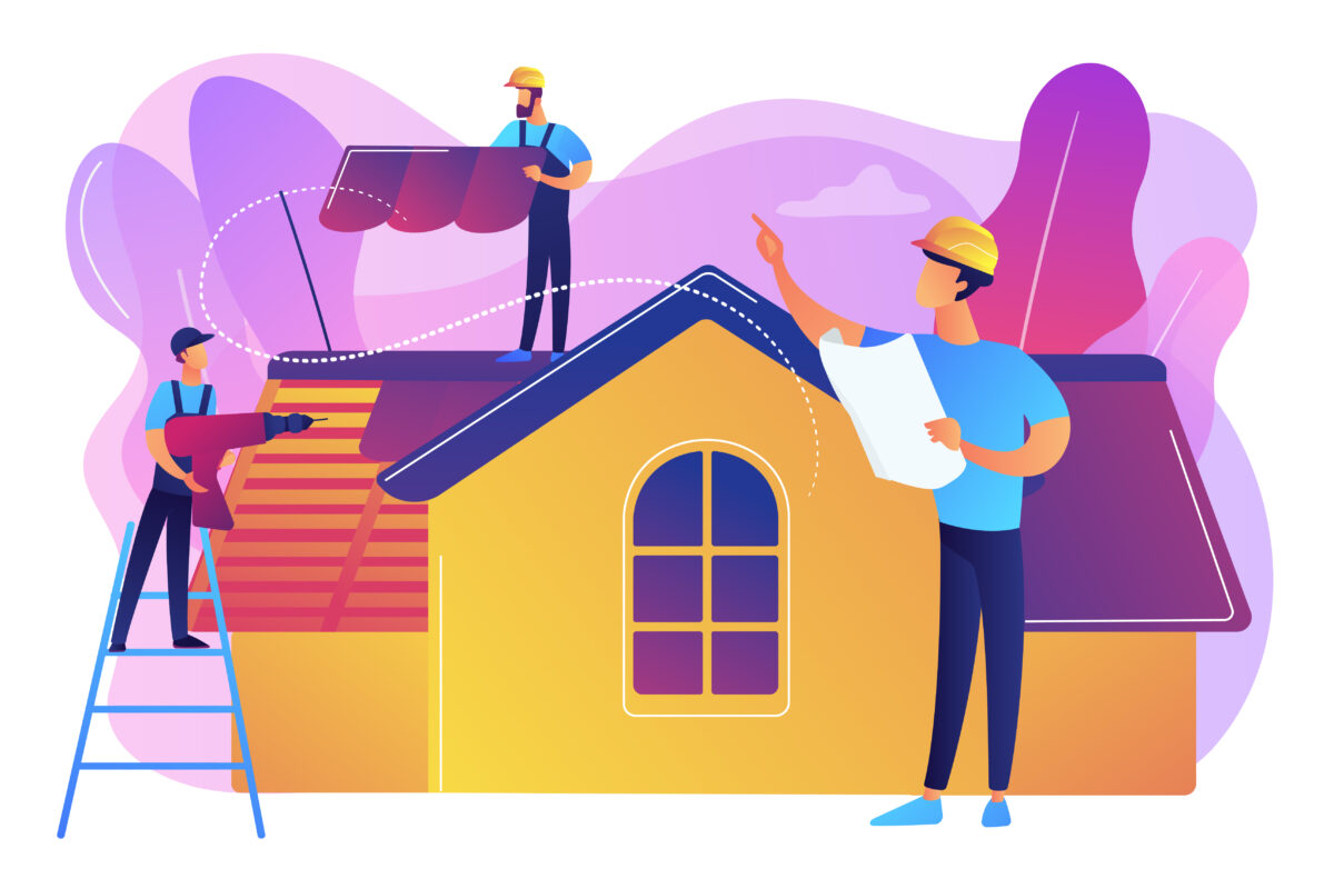 Roofing services concept vector illustration