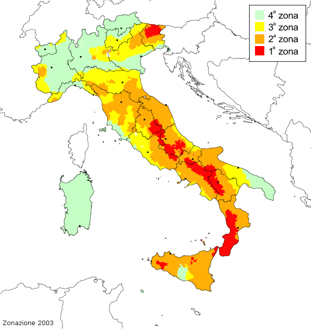 Zone sismiche del territorio italiano